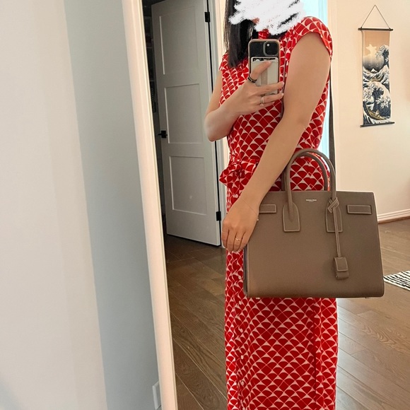 YSL Small Sac de Jour SDJ in grained taupe leather - Picture 6 of 6